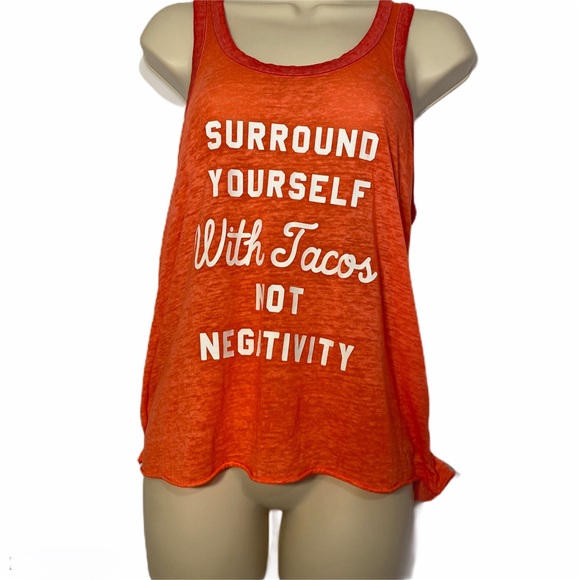 NWOT ORANGE SURROUND YOURSELF WITH TACOS TANK TOP - Picture 2 of 4